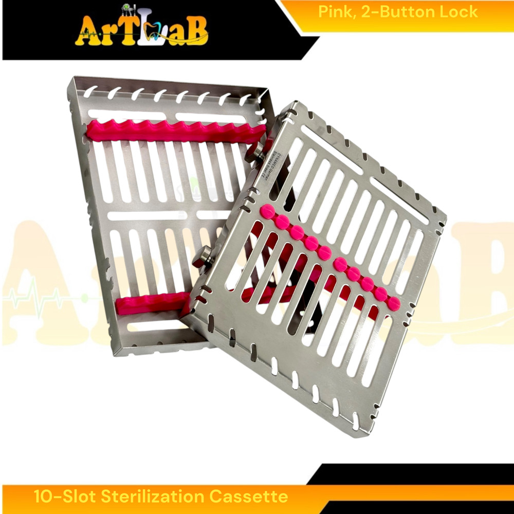 Autoclave Sterilization Boxes for 10 Instruments Each, Detachable, 2-Button (2PK