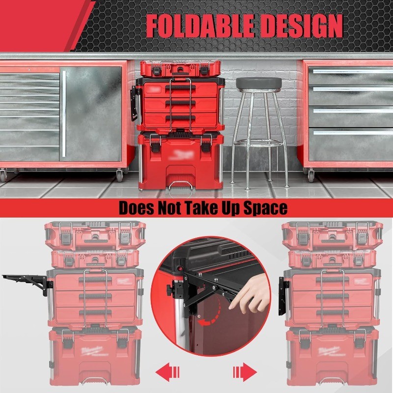 Folding Powerful Magnetic Table Tool Tray Side Compatible with Packout Toolbox