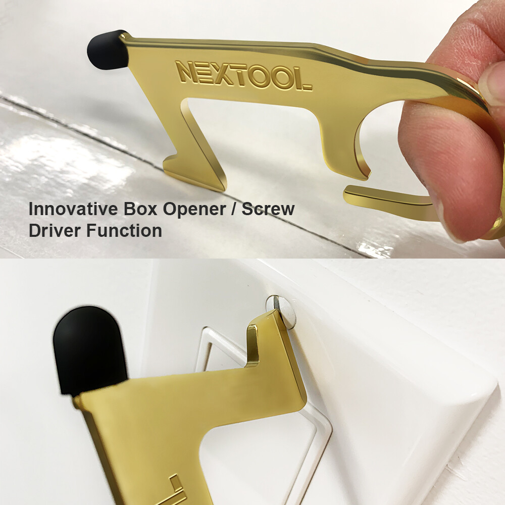 Brass Copper Multi-Tool: No Touch Contactless Door Opener, Button Pusher
