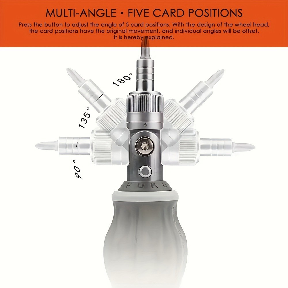 Multi-Angle Ratchet Screwdriver Set - 8 Bits, Adjustable for Tight Spaces