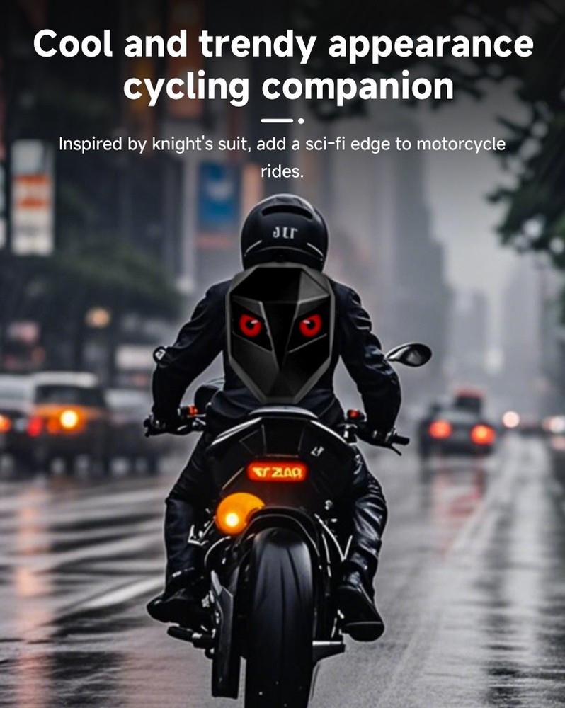 LED Motorcycle Riding Backpack Featuring Illuminated Eye Design, Large Capacity