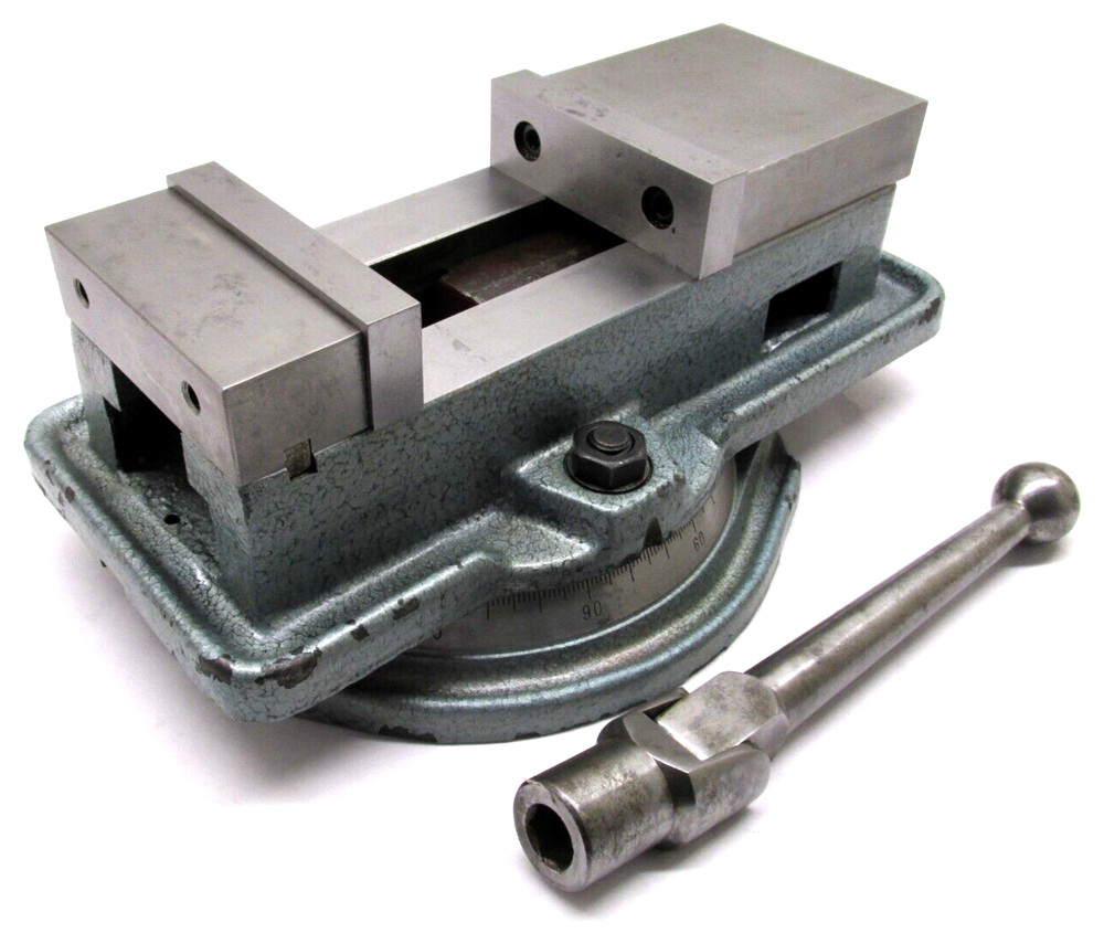 NICE! 4" MILLING MACHINE VISE w/ ROTARY BASE, JAWS & HANDLE