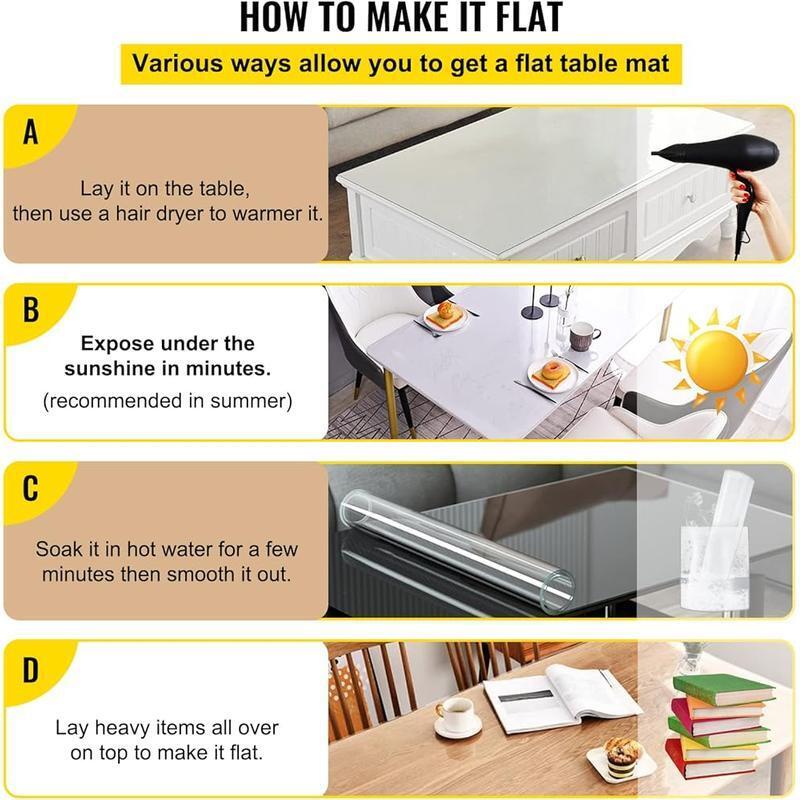 Plastic Table Cover Clear 36x60 Inch PVC Table Protector Waterproof Easy Clean