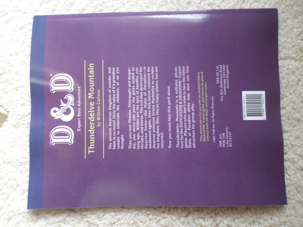 Thunderdelve Mountain XS2 Dungeons & Dragons solo adventure module