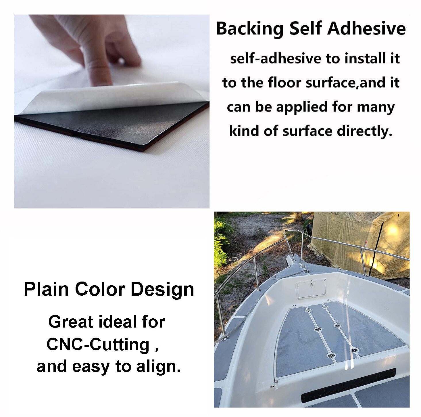 94.5" EVA Foam Boat Decking Sheet Mat Faux Teak Marine Yacht Flooring Plain Pad