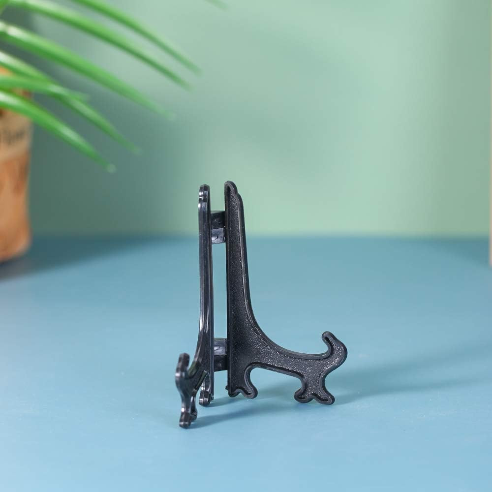4" Plastic Easel Display Stands 12 Pack Black Plate Picture Frame Holders