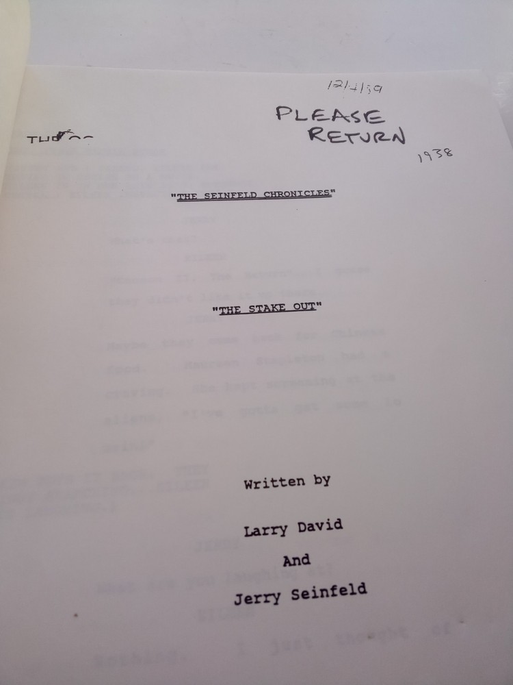 1990 Original Seinfeld Script "The Seinfeld Chronicles/The Stake Out" 44pp...
