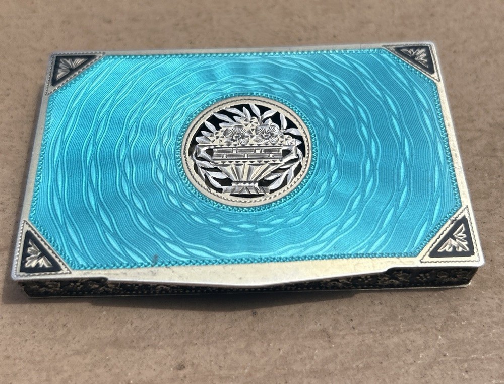 Antique  Austrian Silver With Enamel Snuff Box, Circa 1900