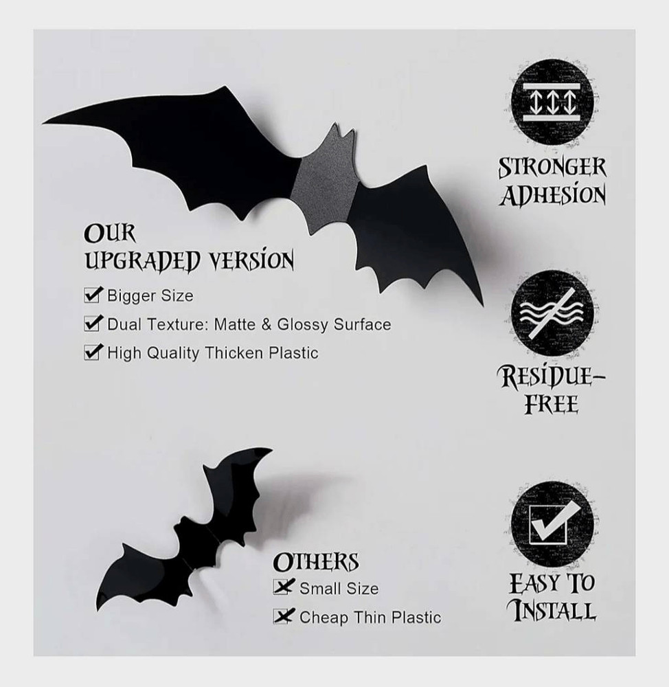 NIP COOGAM 60 PIECE 3D BAT DECOR