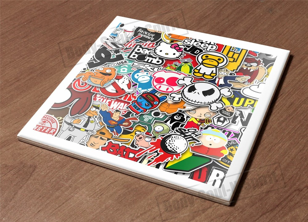 HotPlate Kitchen Trivet Holder Ceramic Tile stickers style funny comics design