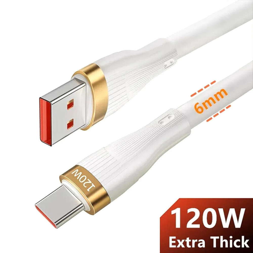 120W 6A EXTRA THICK USB TYPE C CABLE FAST CHARGING WIRE USB-C Charger Data Cord