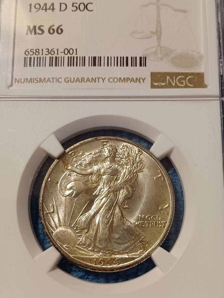 1944D Walking Liberty Half Dollar NGC MS66  Original Full Luster