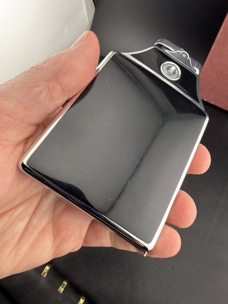 Ronson Mastercase Cigarette Case Lighter Combo Black Enamel Art Deco UNTESTED