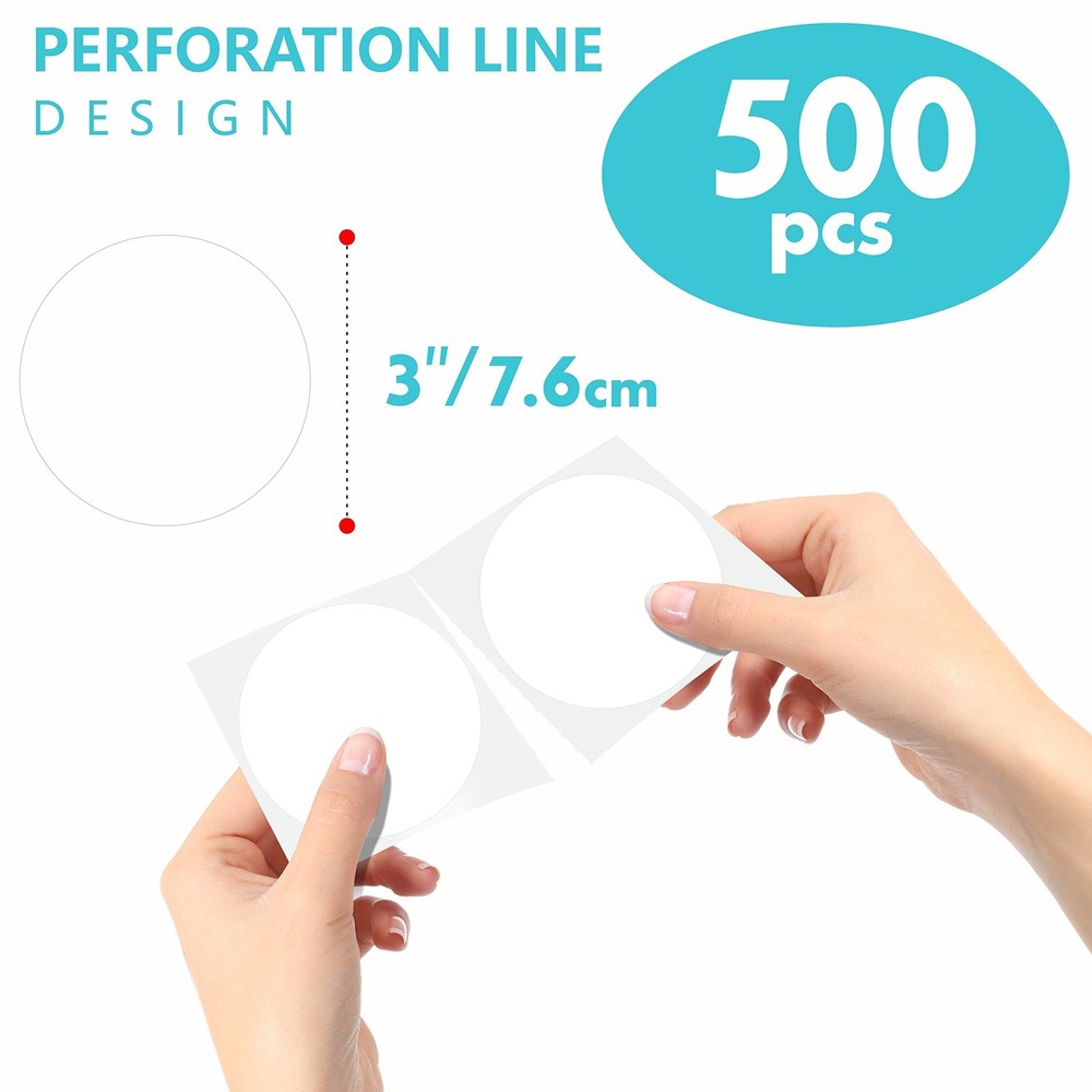 500 PCS Round White Color Coding Circle Dots Inventory Stickers Labels with P...