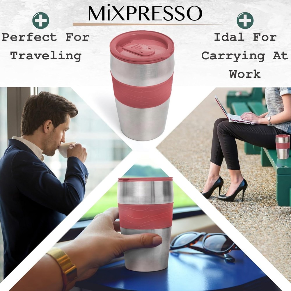 Quick Brew 14oz Coffee Maker with User-Friendly Features & Travel Mug Included