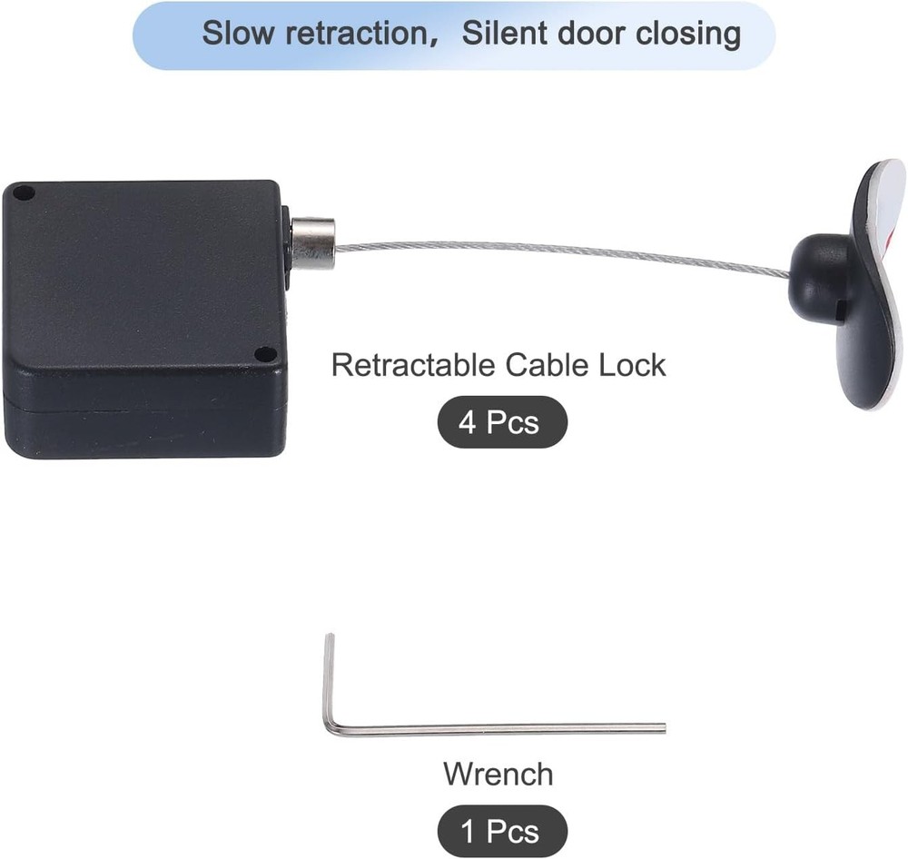 MECCANIXITY Retractable Cable Lock with Double-Sided Adhesive Slow Black