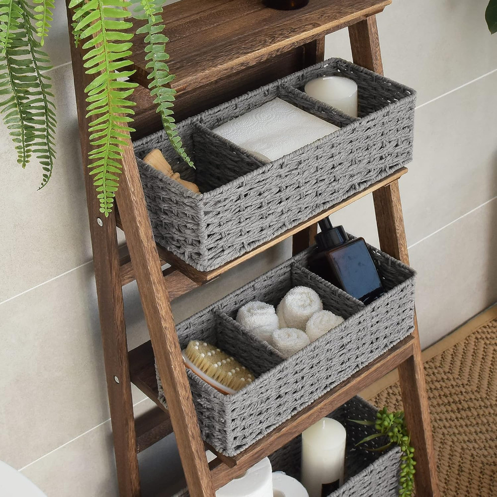 Rope Paper Storage Baskets Set, Gray