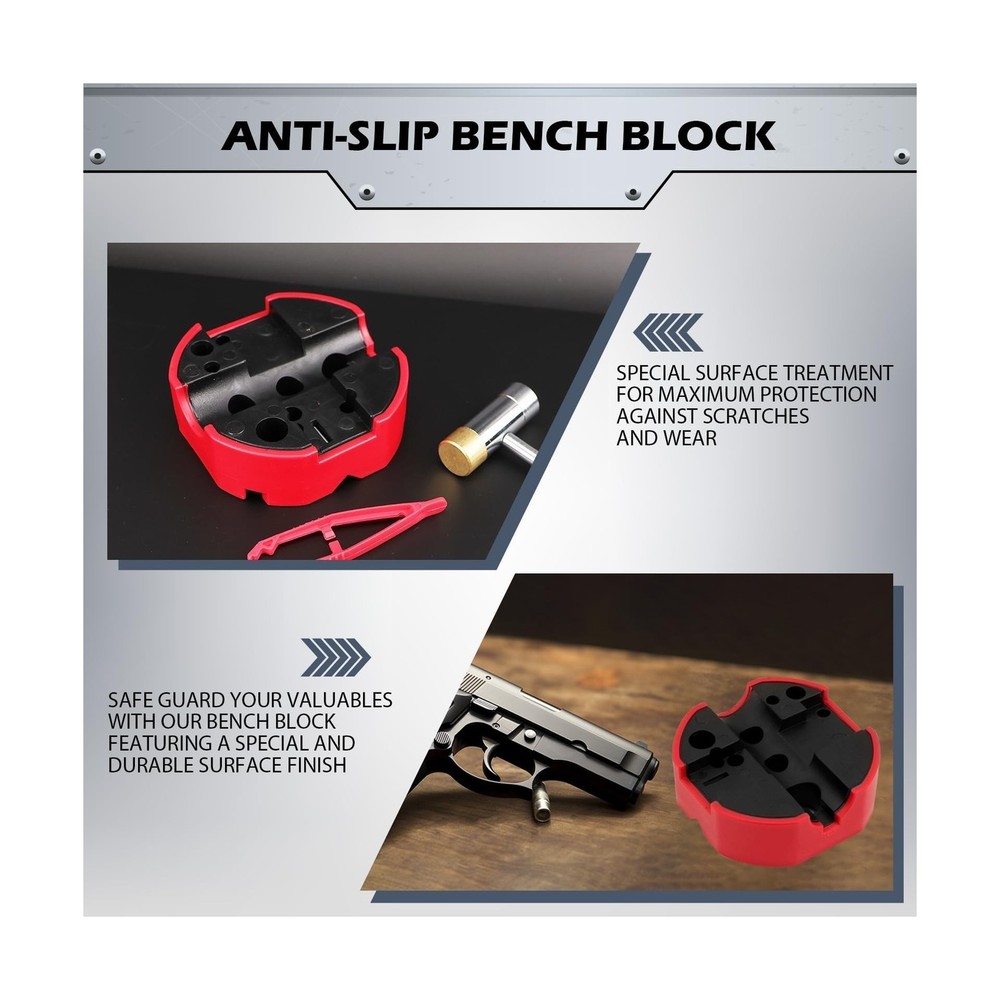 25-Pc Pin Punch Hammer Set w/ Bench Block | Roll Pin Punches & Replaceable Face