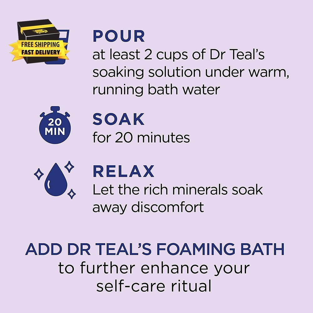 Epsom Salt Soaking Solution, Soothe & Sleep, Lavender, 3Lbs ⭐️⭐️⭐️⭐️⭐️