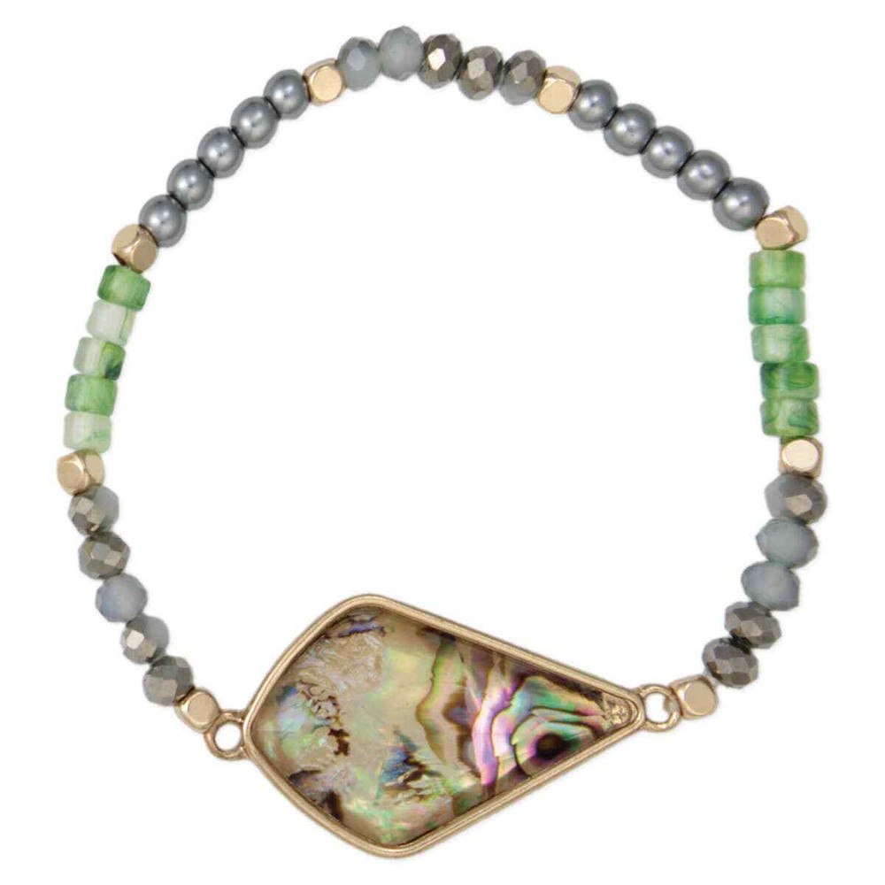 Ocean Floor Green Bead Shell Bracelet