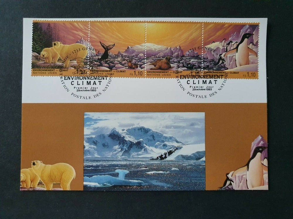 1993 UNITED NATIONS MAXIMUM CARD 20 CLIMATE & ENVIRONMENT PINQUIN WALRUS VF USED