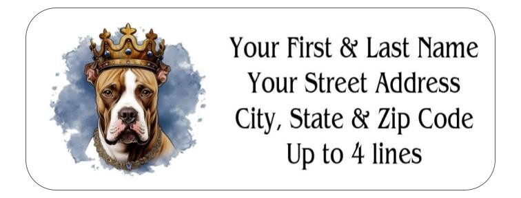 150 Pitbull Dog Crown King Mailing Return Address Labels Personalized