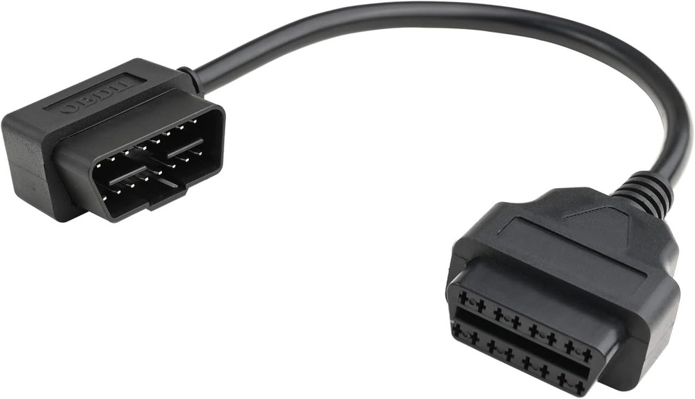 Compact 1ft OBD-II Extension Cable with Right Angle Connector for Diagnostics