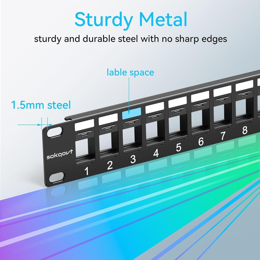 12 Port Mini Blank Keystone Patch Panel with Snap-in Design, 12