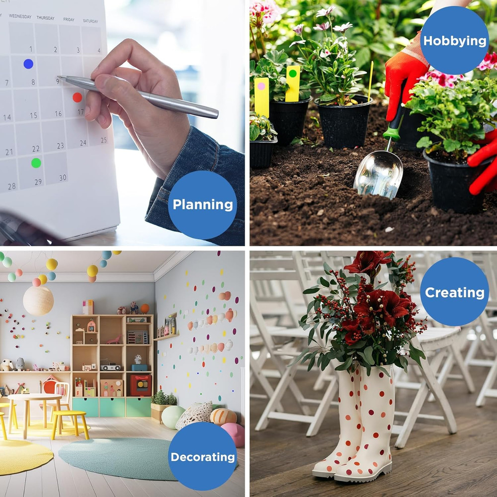 1/2 Inch Circle Sticker Labels, Easy to Write on Color Coding Labels, Permanent