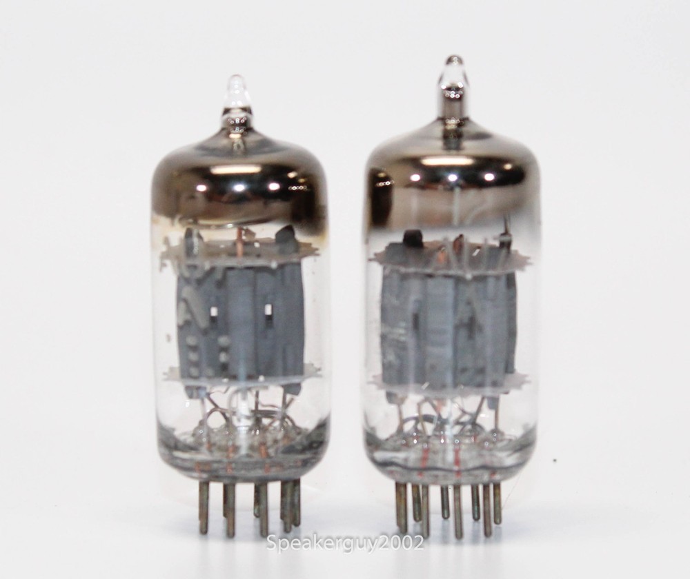 2 - GE 12AU7A Vacuum Tubes / Short Gray Plates -- CS3