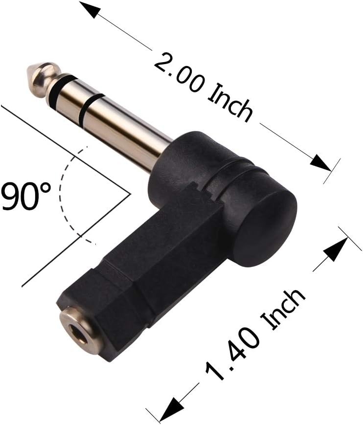 1/4 Inch TRS to 3.5mm Right Angle 1/4'' Adapter 2PCS