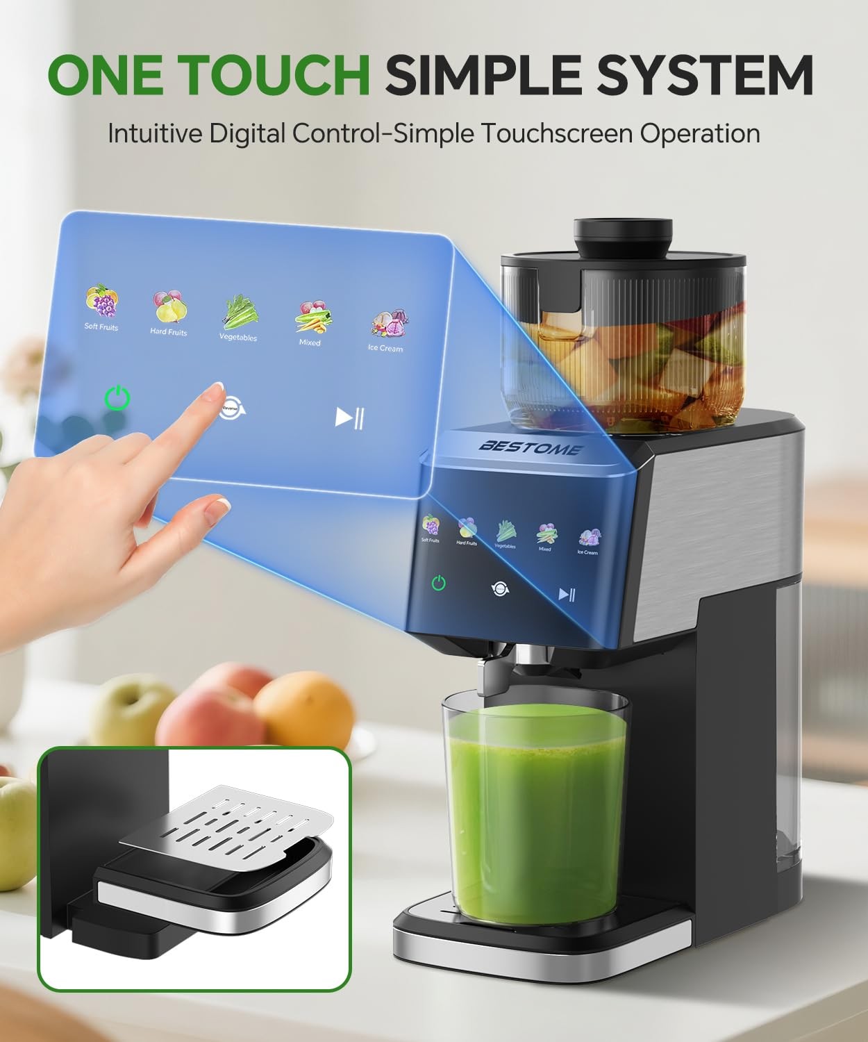 Cold Press Juicer, 5.12" Wide Feed Chute Juice Extractor Machine, Slow Mastic...