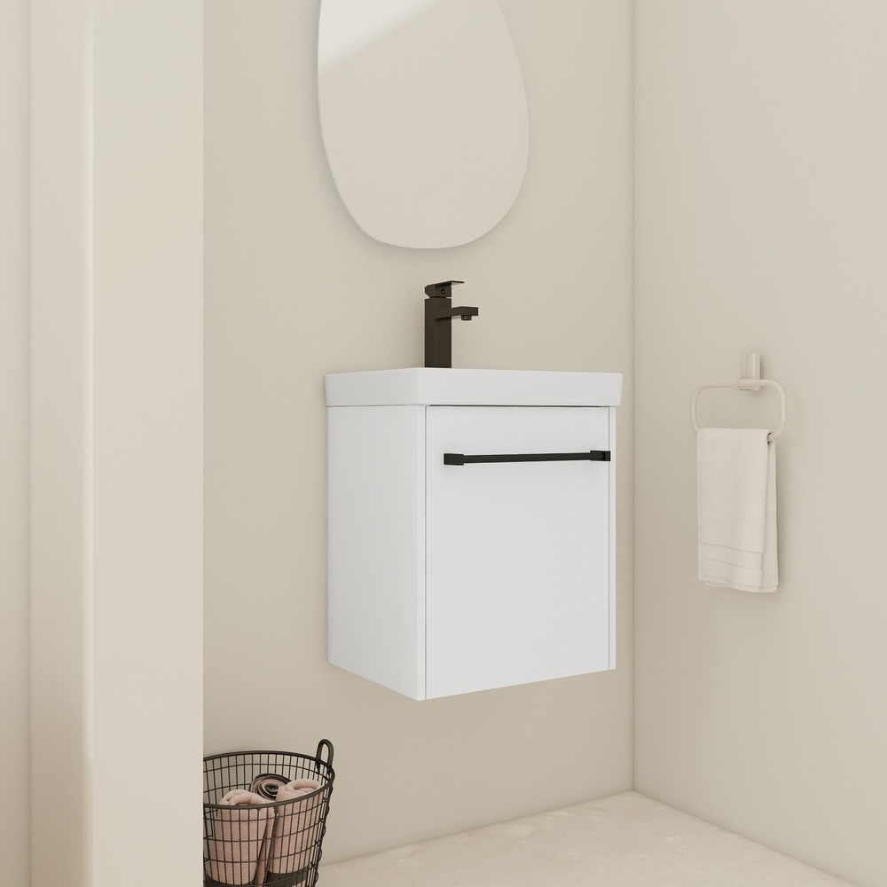 18'' Floating Wall-Mounted Bathroom Vanity with Ceramic Sink & Soft-Close Cabi