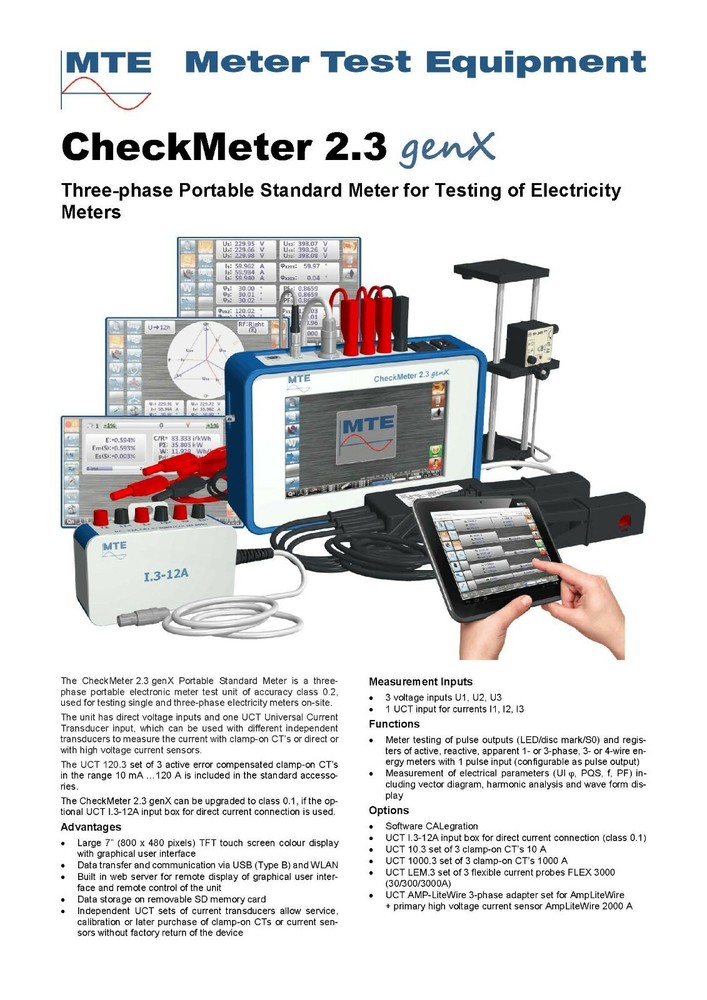 MTE - CheckMeter 2.3 genX - 3 Phase Portable Standard in Class 0.2 For Meter