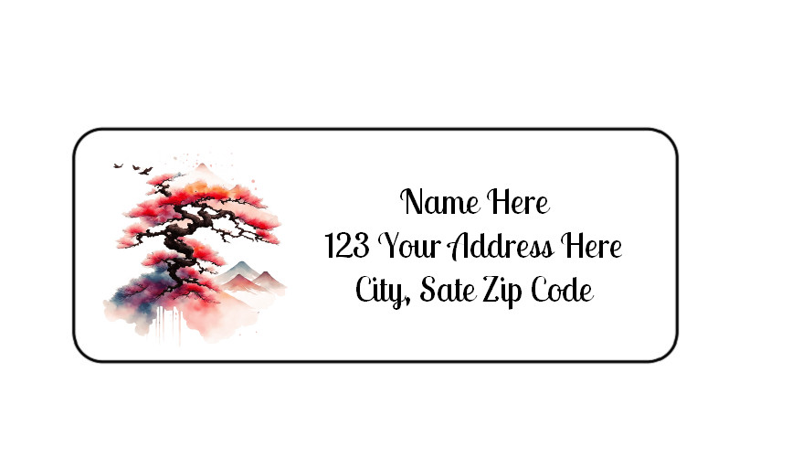 30 Beautiful Cherry Tree PERSONALIZED RETURN ADDRESS LABELS 1 in X 2 5/8 GLOSSY
