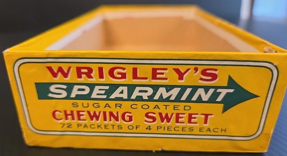 c1940s WRIGLEY'S PK Peppermint Bubble Gum Store DISPLAY BOX Empty #2 Sweet
