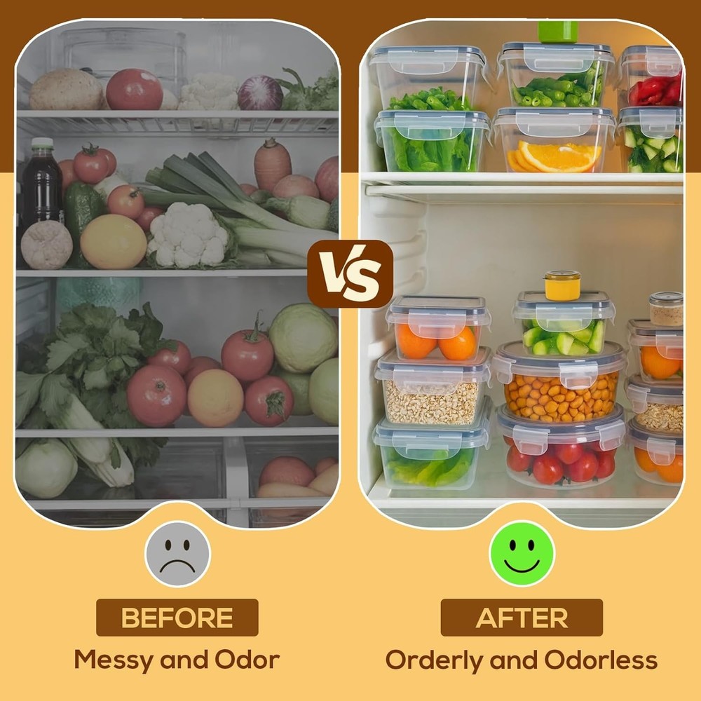 50 PCS Food Storage Containers with Lids, Clear Stackable Airtight clear
