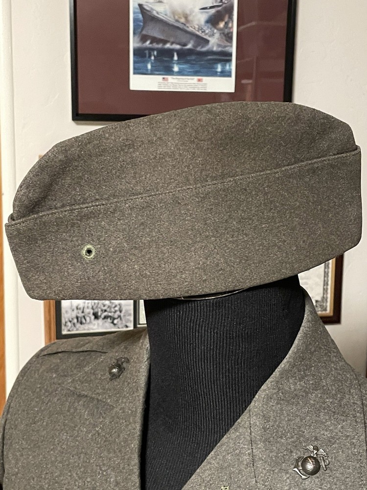 WWII USMC Alpha Garrison Cover Size 7 In Excellent Condition.