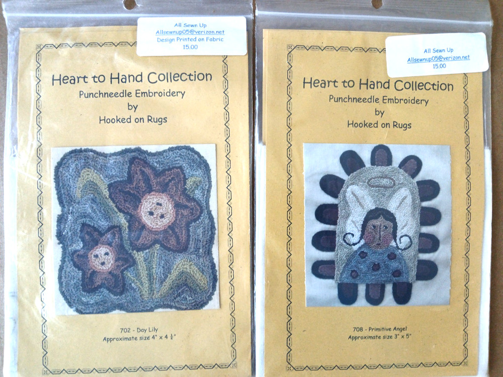 PunchNeedle Embroidery Patterns-#708 Primitive Angel-#702 Day Lily-Hooked on Rug