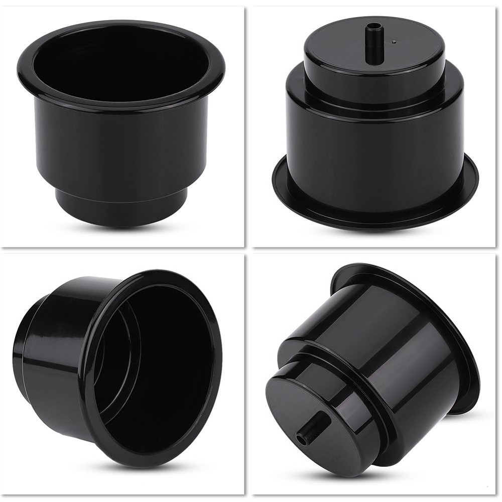 Marine Cup Holder Insert, Plastic Replacement Liner with Drain Hole, Universa...