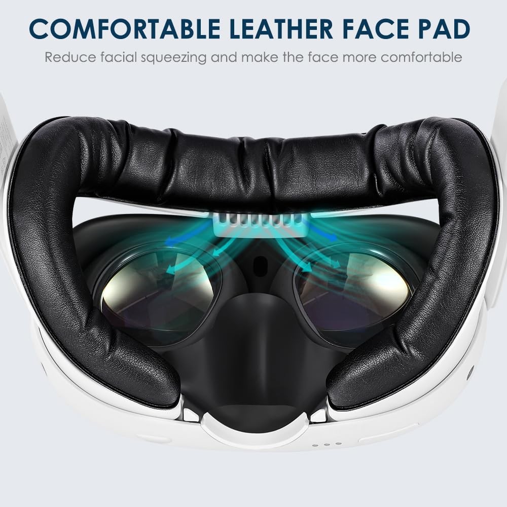 K3 Interface for Quest 3 with PU Leather Face Pad, Reduces Lens Fogging