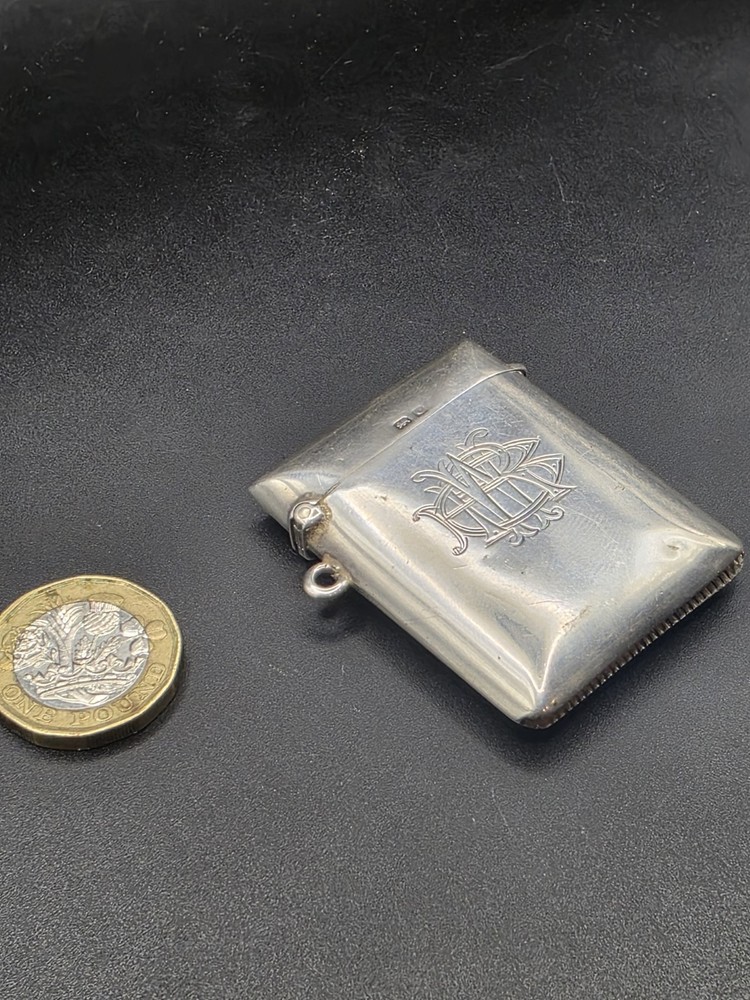 Antique Sterling Silver Vesta Case – Hallmarked – Monogram Engraved – 27.57g