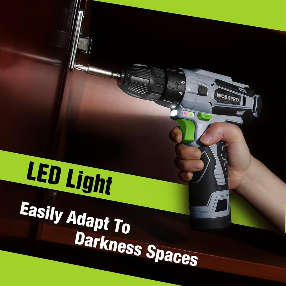 Cordless 12V Drill Driver Kit - Compact Electric Screwdriver for Home Projects