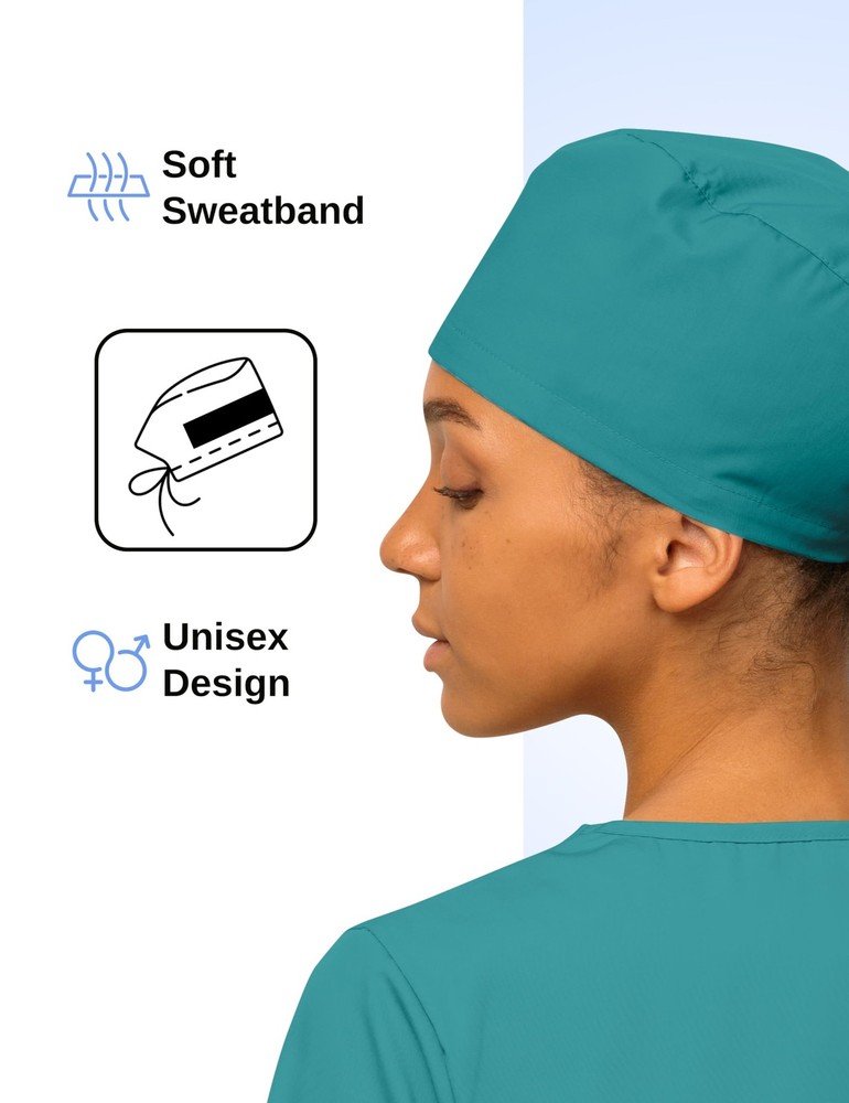 Womens Adjustable Scrub Cap Washable Nursing Hat Elastic TieBack Sweatband