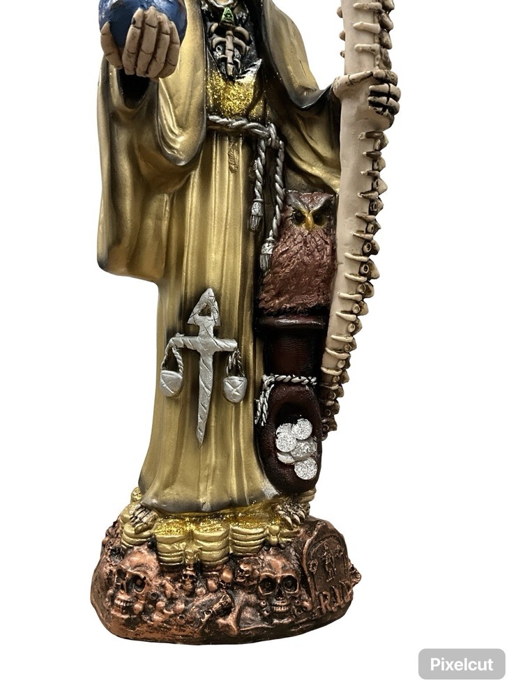 Santa muerte Dragon 20”Oro Con Sombras - Curada