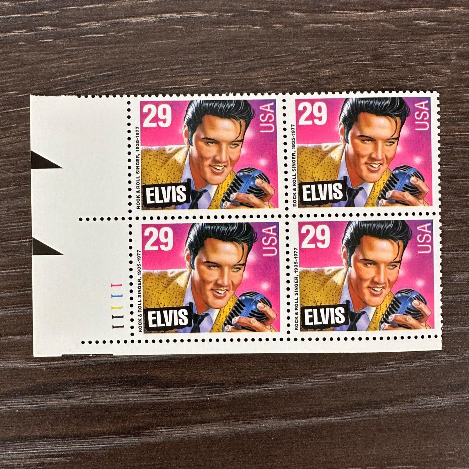 USPS Mint Block of Four (4) Elvis Presley 29 Cent Commemorative Stamps 1993 MNH