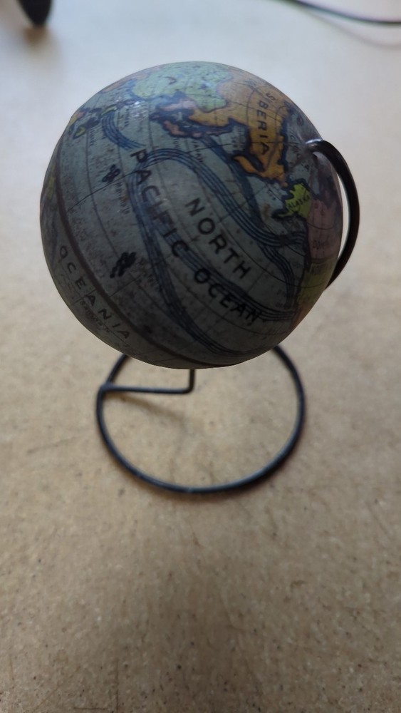 Miniature Globe Tin Old Vintage
