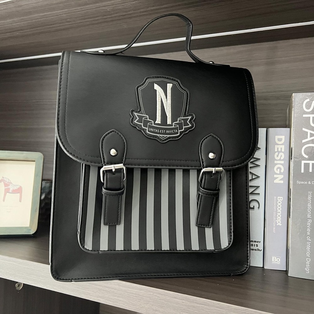 Gothic Backpack Black Faux Leather