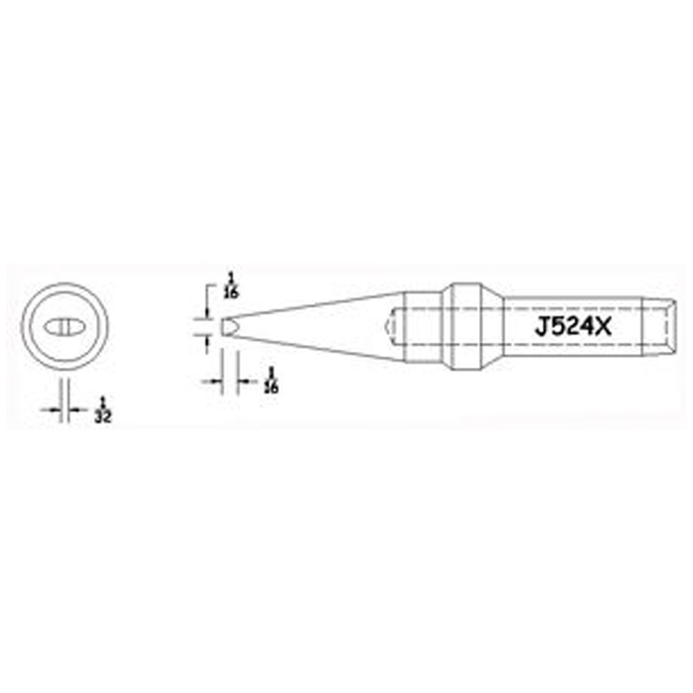 Hexacon J524X Semi Chisel Soldering Tip, 1/16"