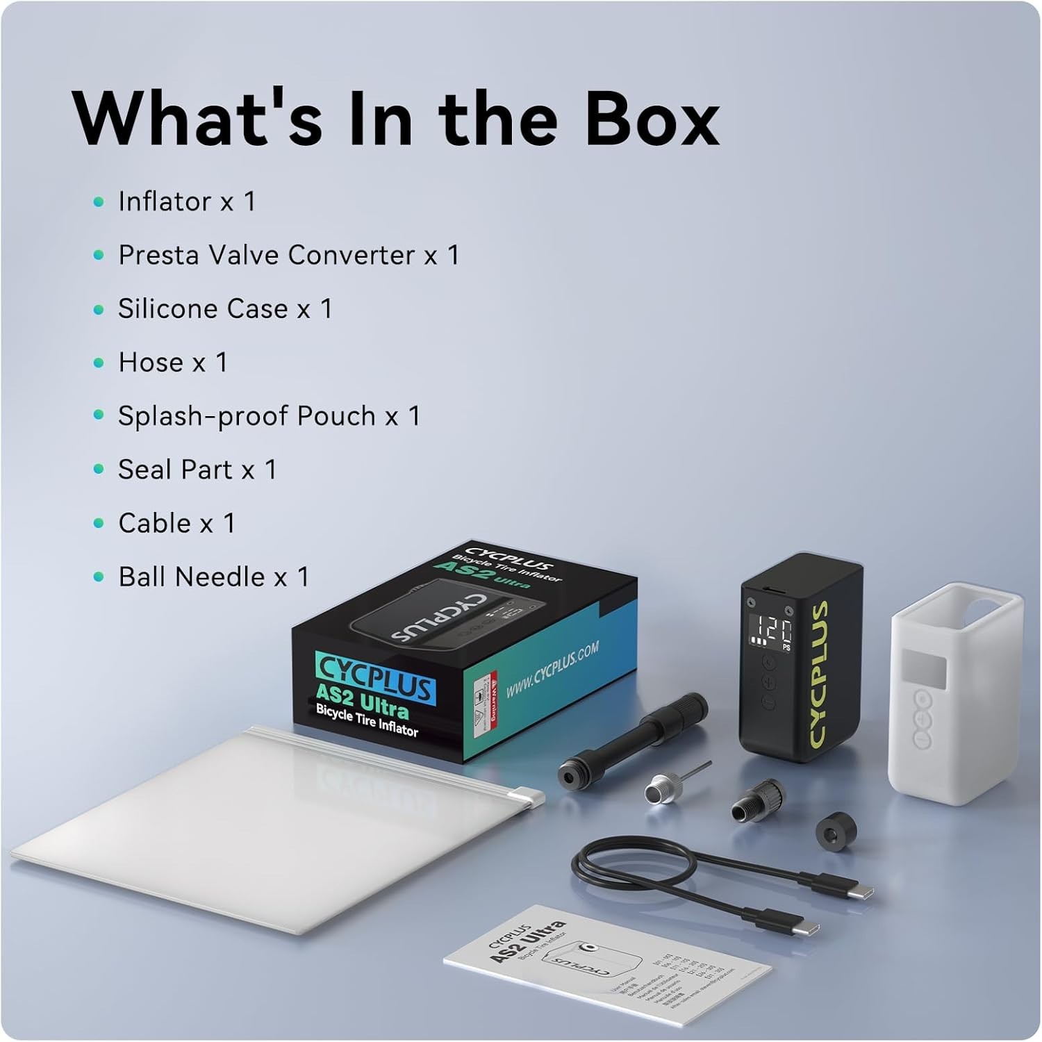 CYCPLUS AS2Ultra 120 PSI Electric Mini Pump, Gauge, Presta/Schrader - openbox